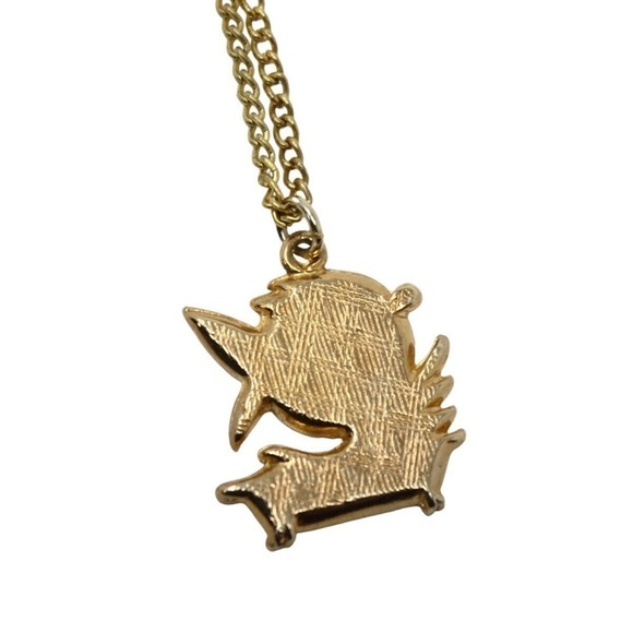 Vintage 80s Enamel Charm Necklace Cute Yellow Duck in a Boat 16" Chain - Hey Viv - Picture 2 of 4